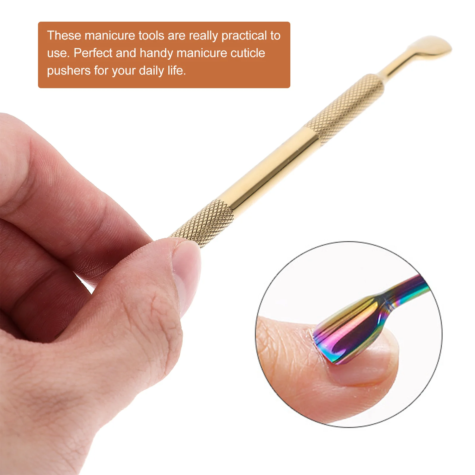 2 szt. Dwustronny przyrząd do usuwania skórek ze stali nierdzewnej, do manicure i pedicure, narzędzie do czyszczenia paznokci, odpychacz do skórek