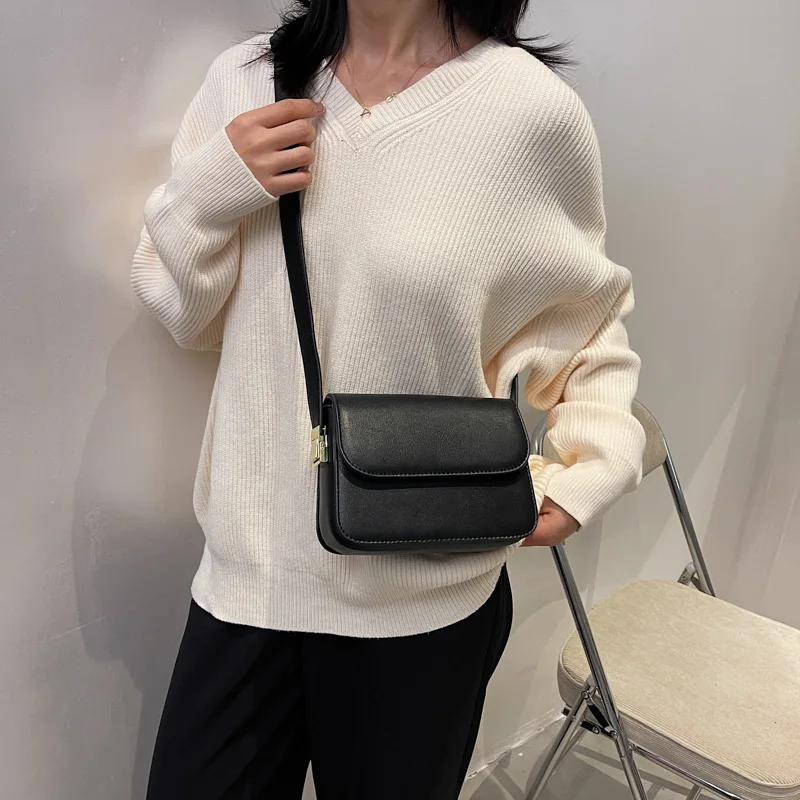 Trendy All Match Underarm Shoulder Bag Women PU Leather Crossbody Bag Solid Color Flap Messenger Bag Fashion Handbags And Purses