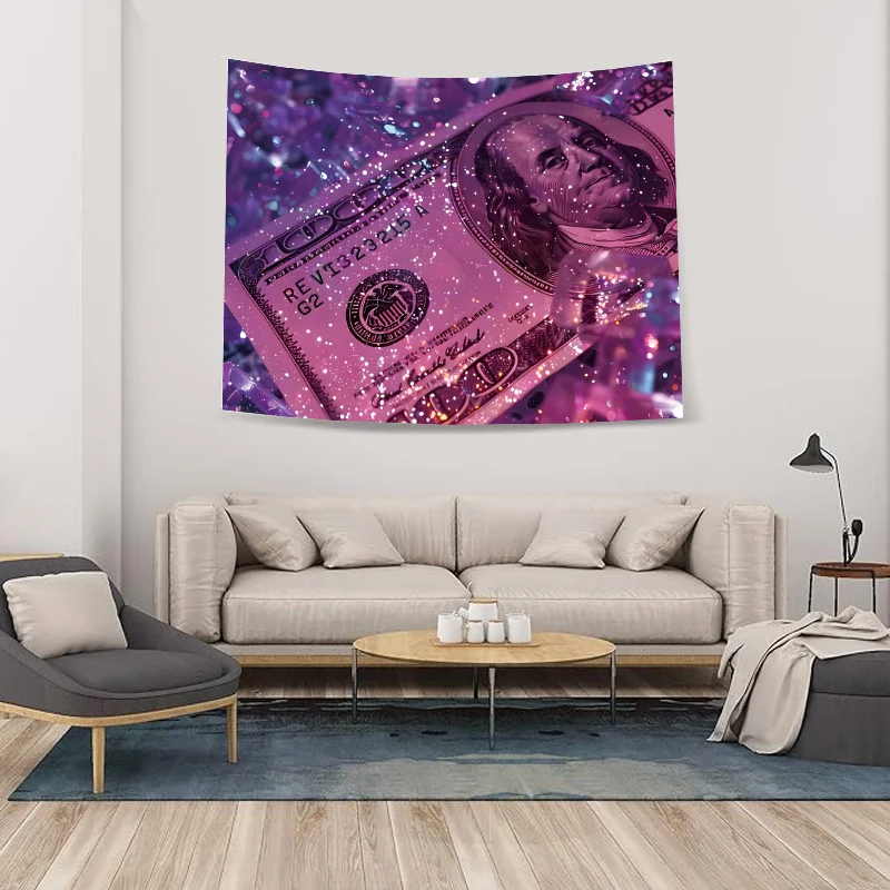 VIKAMA حالمة الأرجواني والوردي الدولار نسيج بريق غرفة المعيشة ميزة جدار الموسيقى استوديو ديكور غرفة المنزل العصرية