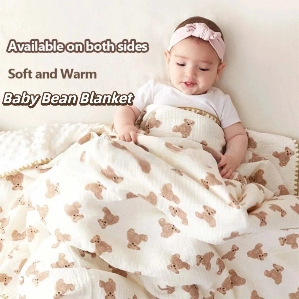 

Breathable Baby Bean Blanket Soft Bear Printed Cover Blanket for Infant Koala Thickened Nap Sleeping Rug Stroller