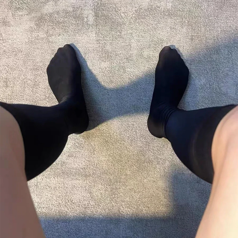 

Stockings Mens Socks Male Navy Blue Nylon Over The Calf See-Through Sheer Shiny Stretchy Black Breathable Mesh