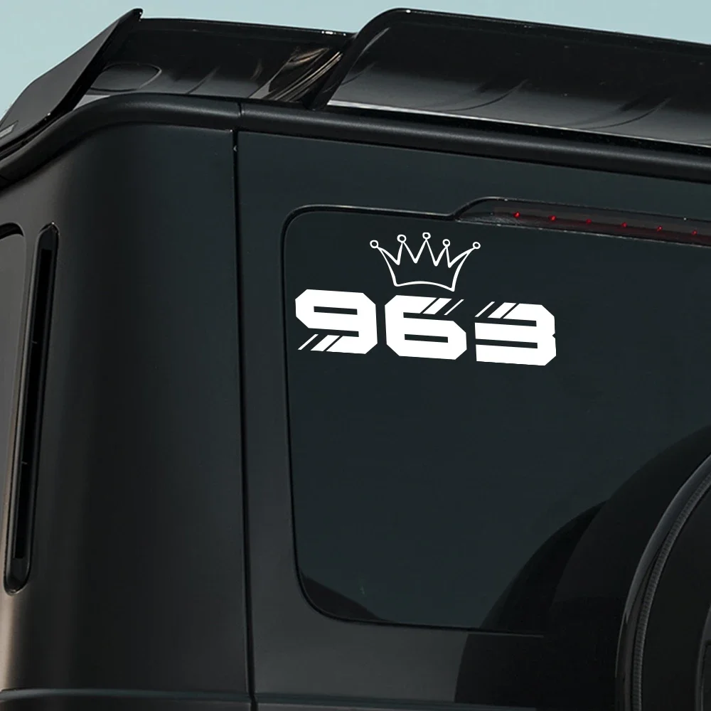 ملصق سيارة رقم إبداعي 963 تاج ديكور ملصق فينيل مضحك مقاوم للماء ملصق سيارة نافذة جسم السيارة لتقوم بها بنفسك اكسسوارات الديكور