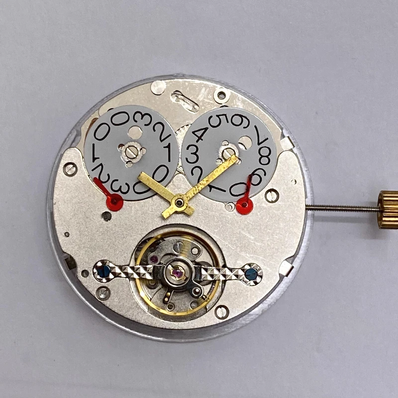 Multi functional automatic mechanical movement12 o'clock position calendar 6 o'clock position, bare balance wheel, five needles