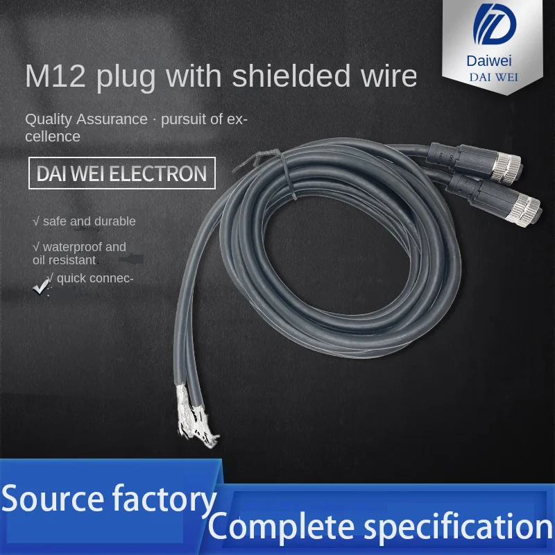 

M12 Waterproof Connector With Shielded Cable 4 5 8 12Pin For Transmission of Telecommunication Systems Sensor Contactors Adapter