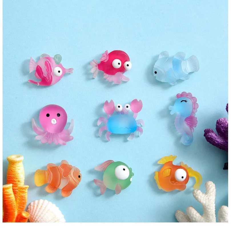 حيوانات المحيط الصغيرة الراتنج الحيوانات الصغيرة حيوانات البحر التماثيل البحرية مصغرة الزينة DIY بها بنفسك خزان الأسماك بوعاء حديقة صغيرة المناظر الطبيعية #2