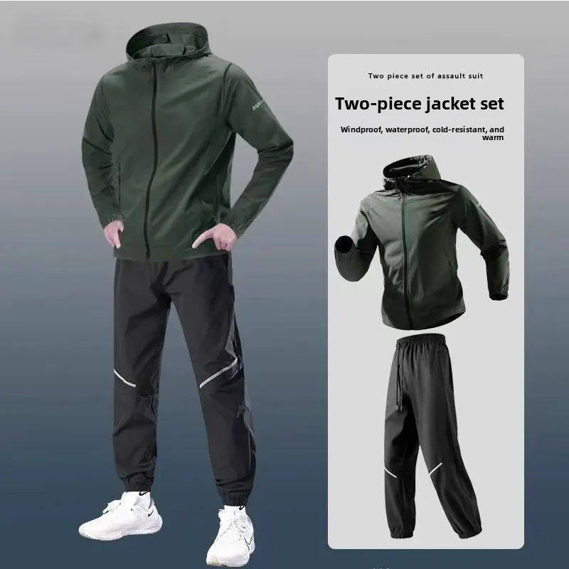 

2026 Светоотражающий спортивный костюм для тренировок в тренажерном зале, велоспорта и бега, мужские спортивные костюмы для пешего туризма, мужской костюм для бега, фитнеса, полный комплект, спортивный костюм