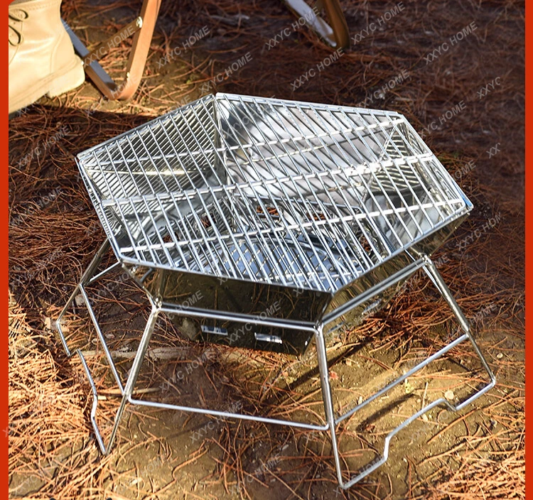 Outdoor camping charcoal grill folding portable campfire  incinerator heating wood stove