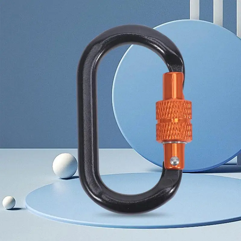 1 Stück Professioneller Sicherheitskarabiner aus Aluminium, D-förmige Schlüsselhaken, Klettersicherheitsschloss – Detail 7