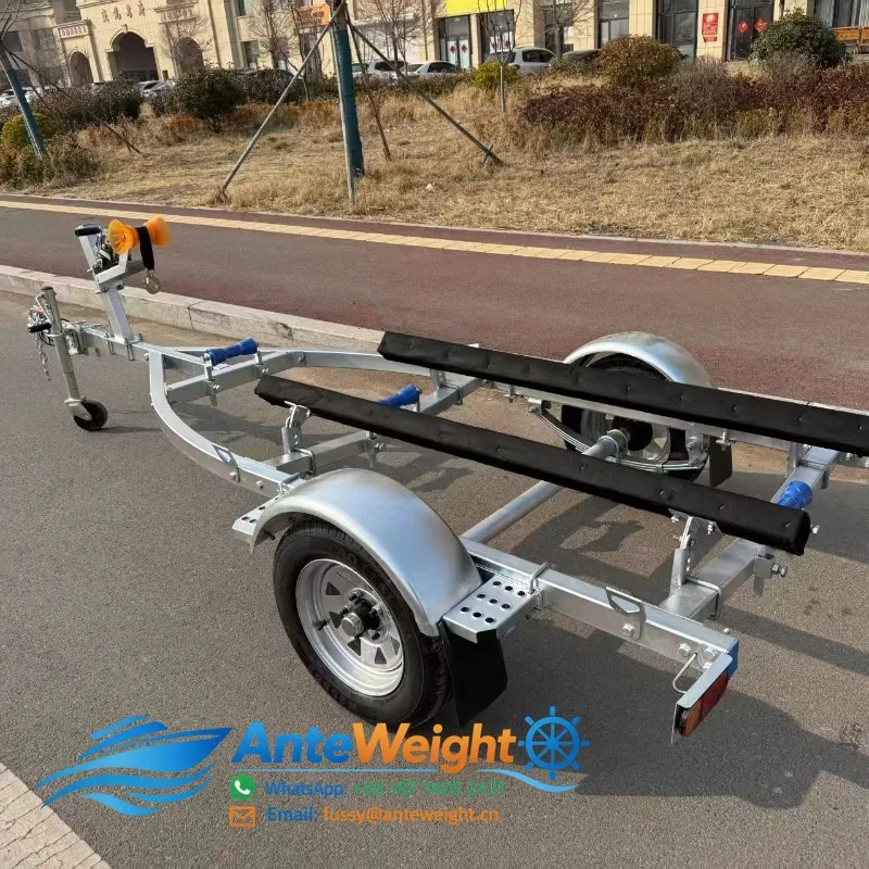 Heavy Duty Hot Dip  Boat Trailer Single Dual Axle Yacht Trailer With Adjustable Rollers