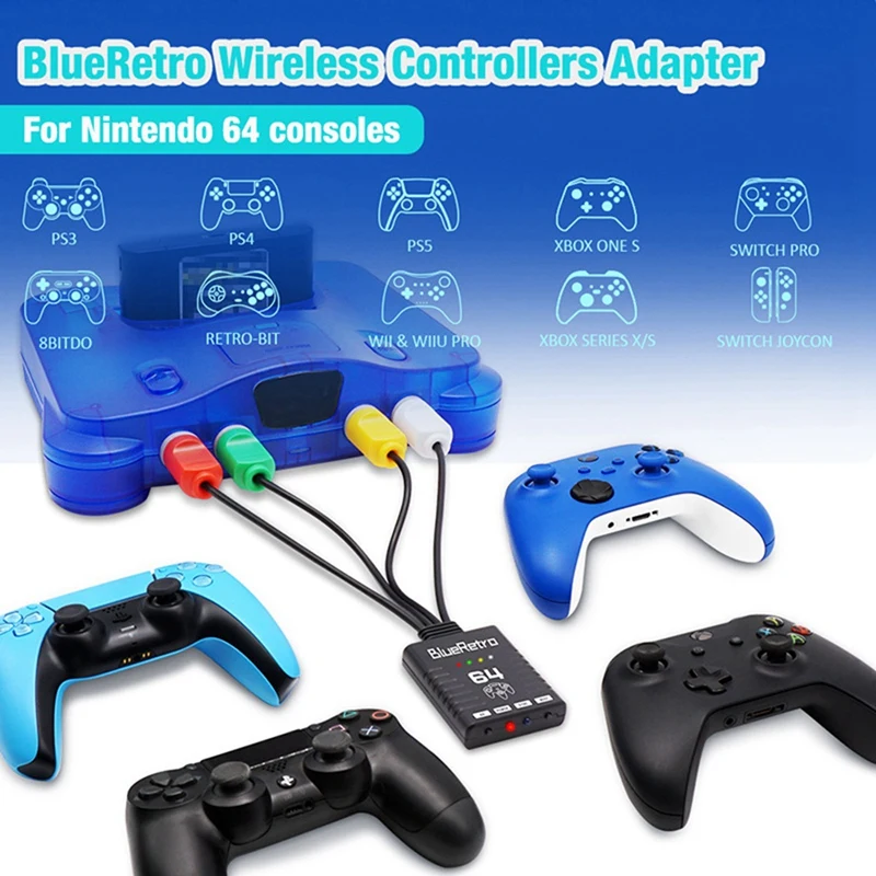 Bluetooth Wireless Game Controller Adapter For Nintendo 64 N64 Console Support Up To Four Wireless Game Controller