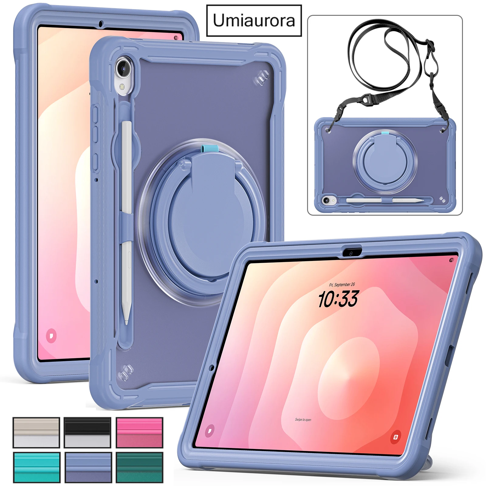 

﻿For Samsung Tab S11 11 inch SM-X730 SM-X736B 360 Rotation Pull Ring Stand Strap Tablet Case Shockproof Silicon PC Armor Funda