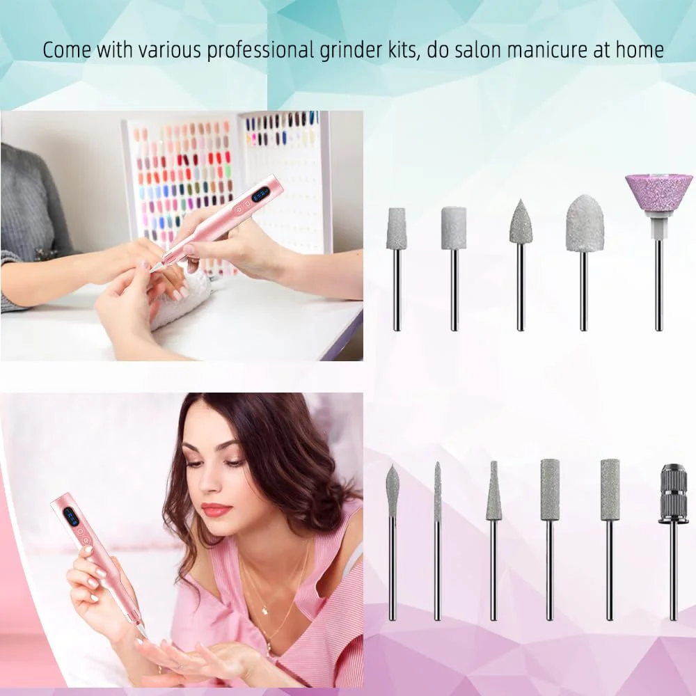 전동 네일 폴리셔 드릴 비트 전문 네일 그라인딩 광택 각질 제거 아트 샌딩 파일 펜 매니큐어 기계