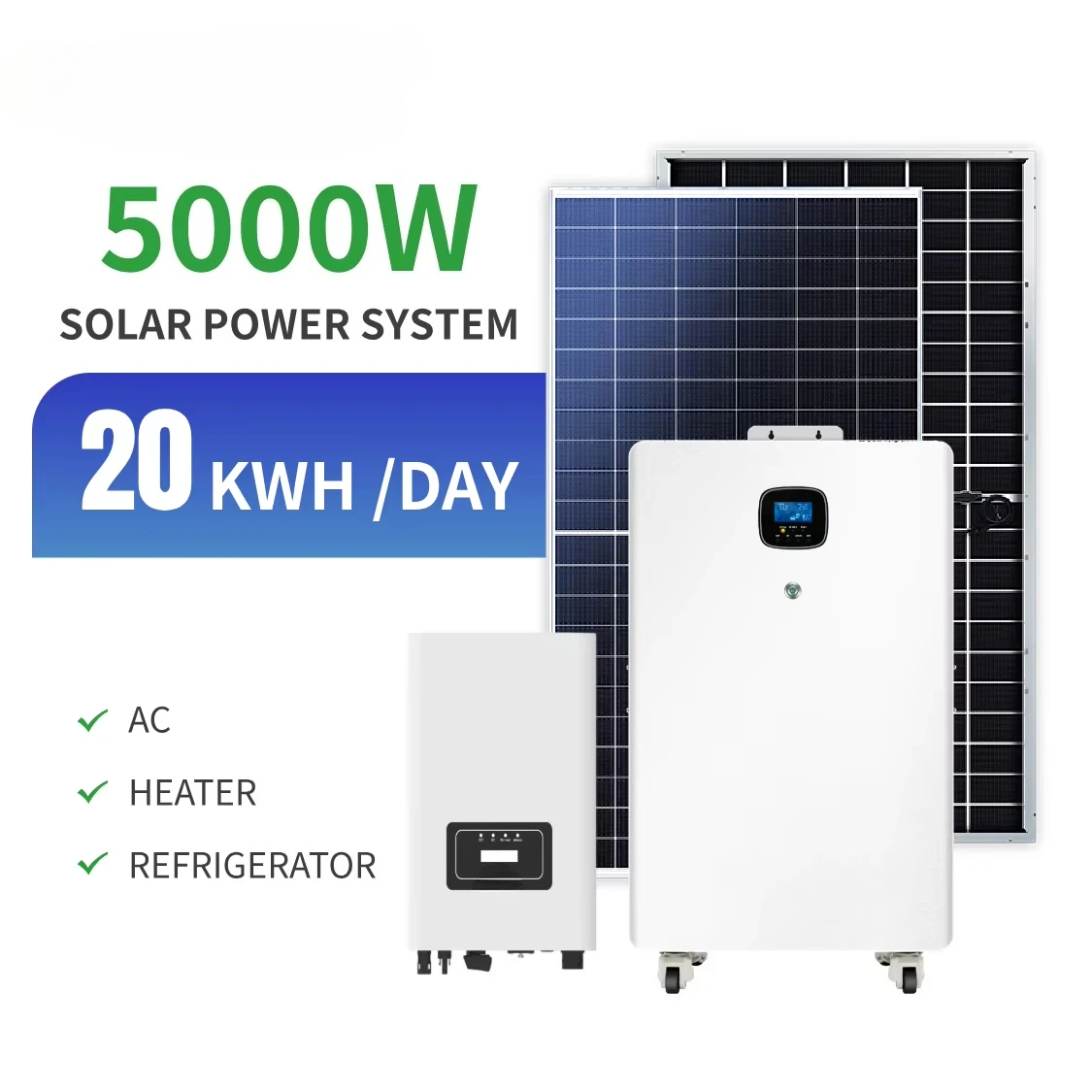 

10kw 48v Lifepo4 Hybrid Complete Battery Solar Panel Power System 5000w Polycrystalline Silicon High Efficiency Eco-Friendly