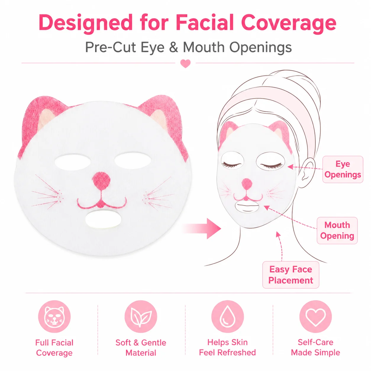 귀여운 고양이 얼굴 마스크 시트, 소형 부직포 페이셜 - Sheet Face Mask Pack 리뷰 및 가격
