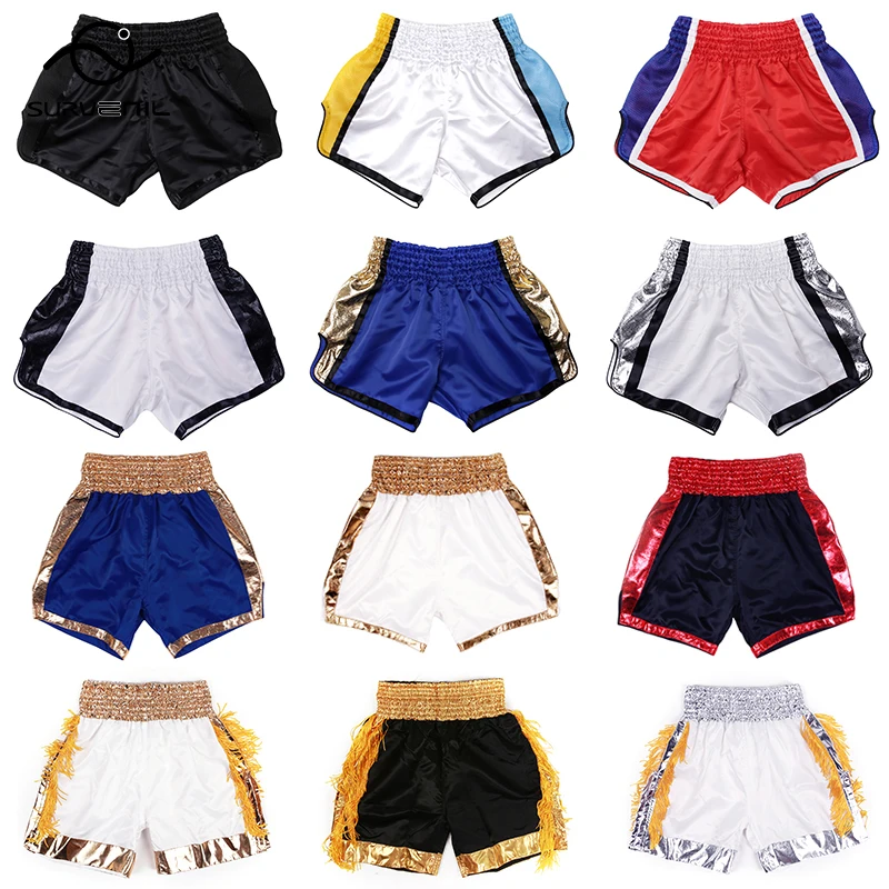 Muay Thai Shorts Plain Fight Kickboxing Pants Solid Boxing Training Shorts Men Women Kids Grappling Martial Arts MMA Clothing