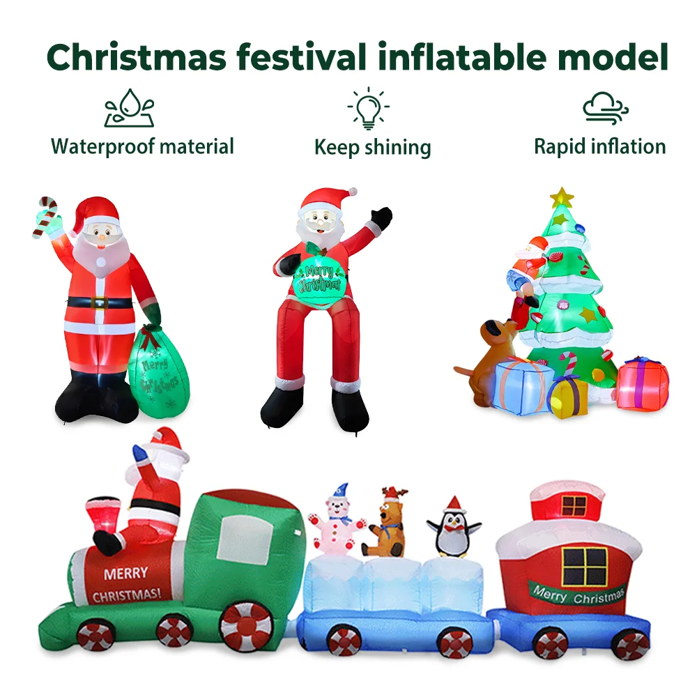 

Inflatables Christmas Santa Hold Present Bag Outdoor Decoration with LED Christmas Blow Up Outdoor Yard Xmas Decoration Ornament
