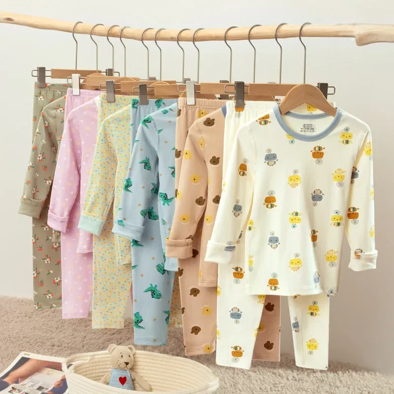 2 4 6 8 10 14 Yrs Boys Pajamas Baby Winter Bed Set Sleepwear Children's Clothing Girls Thermal Underwear Loungewear Kids Pijama