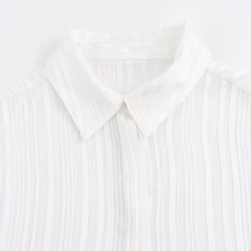 صيف 2024 نسائي مخطط طويل Sve irt أبيض وصول جديد اللون Tead Faion فضفاض مناسب irt متعدد الاستخدامات Sle 00% Oth...