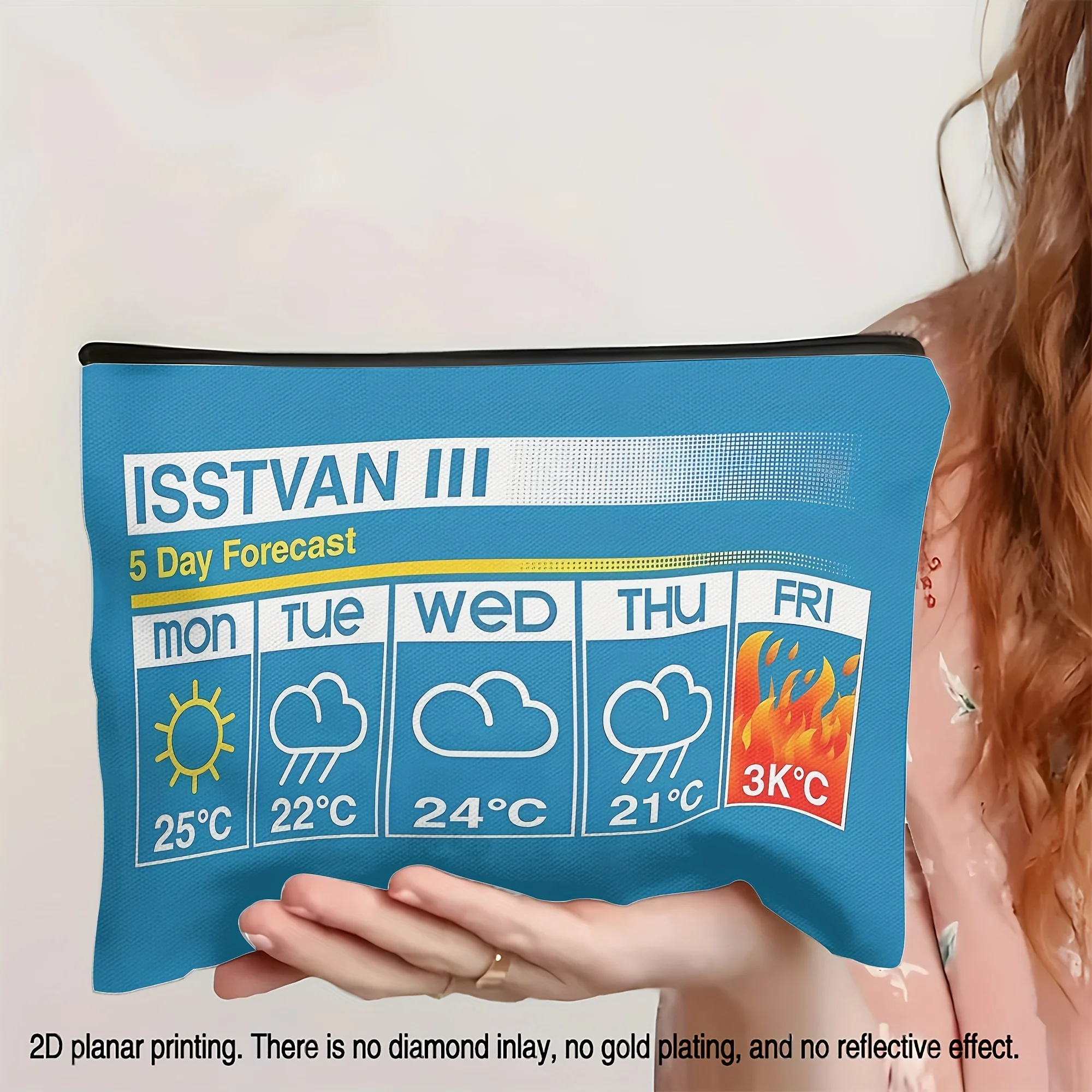 1 Piece Women's Reversible Weather-Forecasting Makeup Bag - Multifunctional Zipper Pouch for Women, Perfect Travel Zipper Storage Bag, Fun Birthday Gift