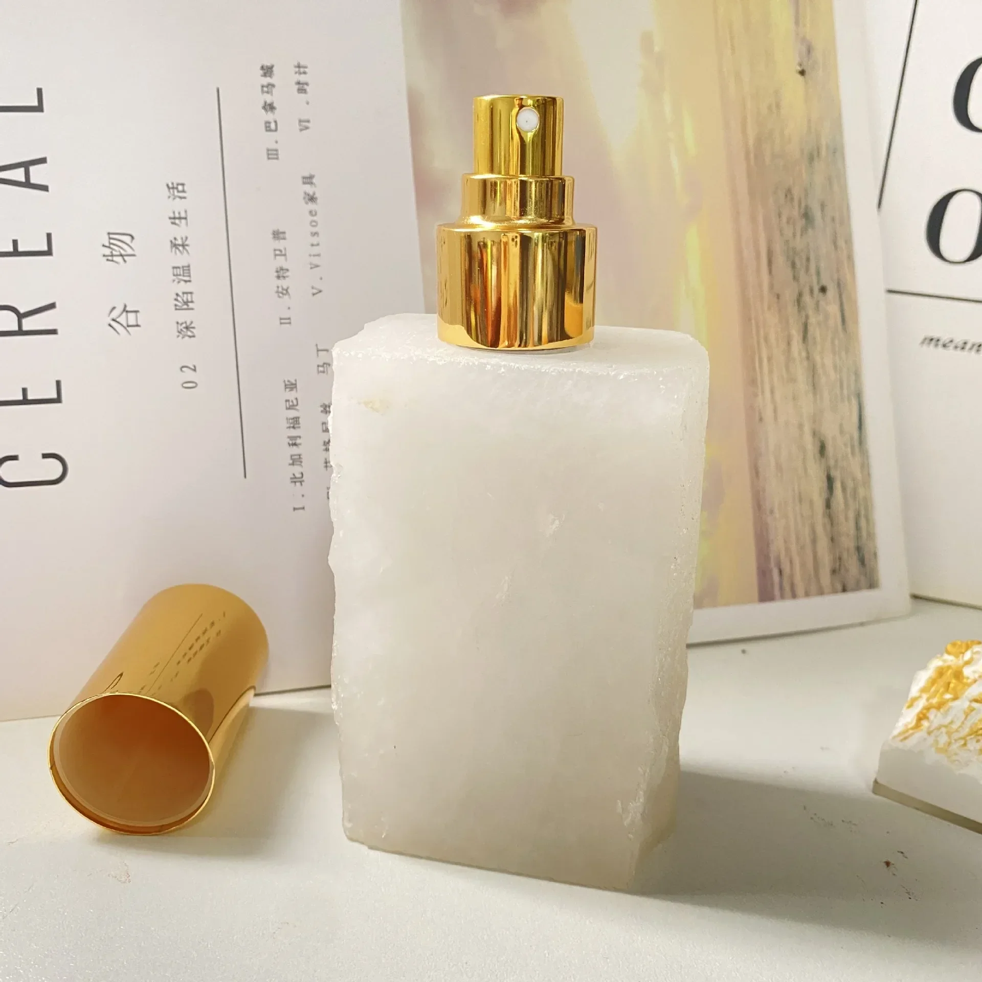 Spray Bottle 30ml Natural Crystal Jade Aromatherapy Essential Oil Perfume Atomizer Refillable Bottle Spa Beauty Salon Therapy