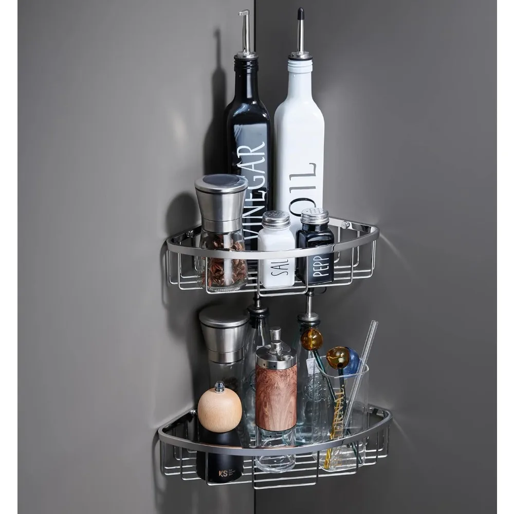 

Shower Caddy Organizer, SUS304 Stainless Steel Heavy Duty Rust-Proof Shelf Shampoo Holder,Wall Mounted Storage Rack, 2 Packs