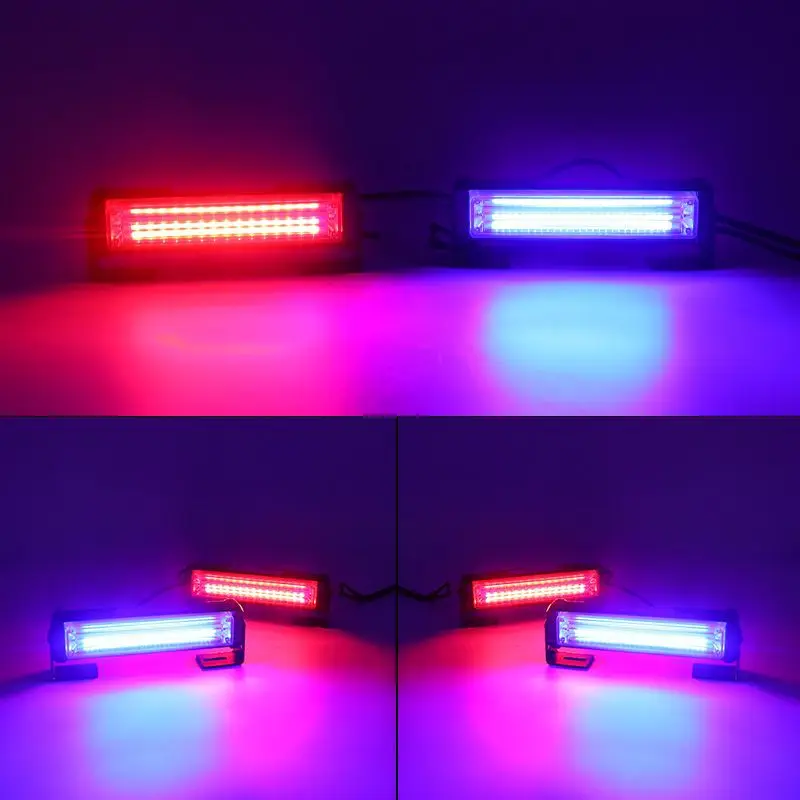 Remote-controlled one-trailer two-COB flashing light truck 12V24V front bar middle net led opening strobe warning light