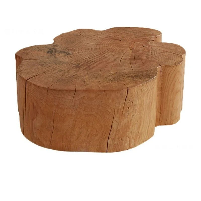 

Log wabi wind living room household coffee table petals shape solid wood pier