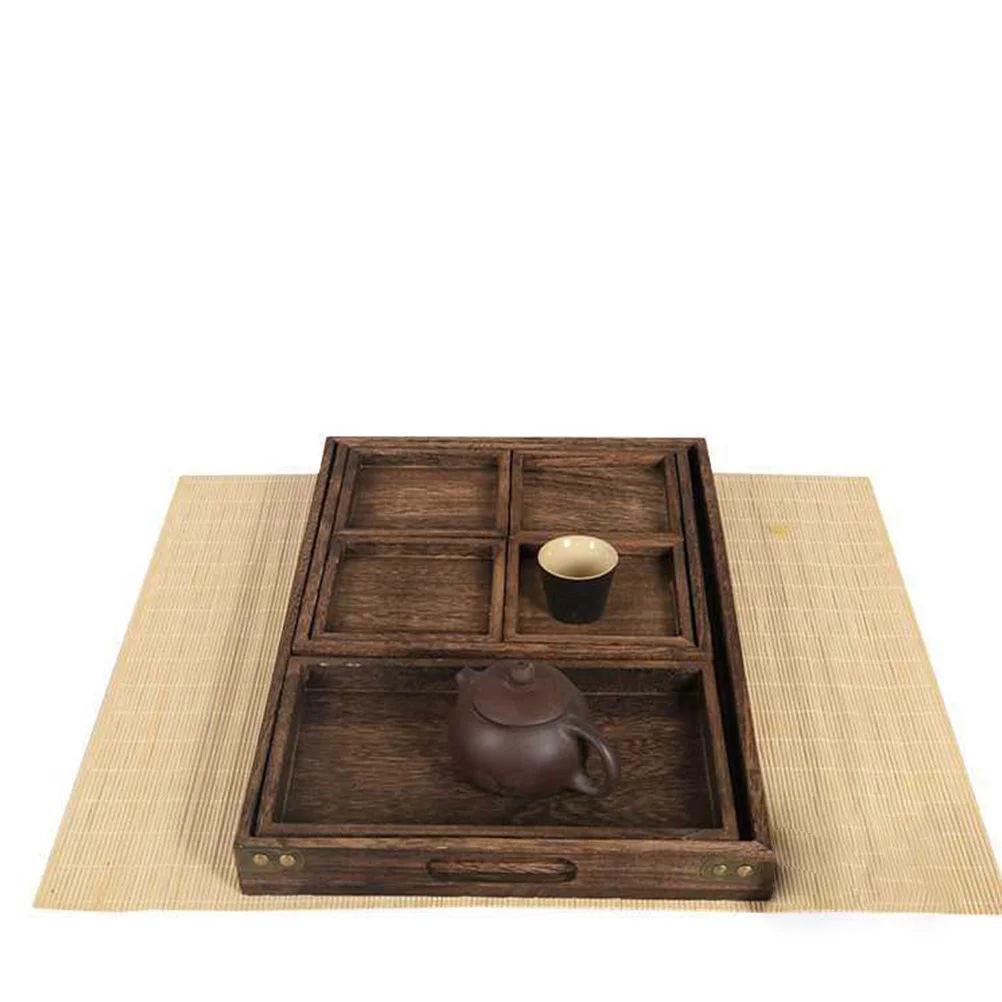

1Pcs Wooden Tea Tray Retro Style Rectangular Solid Wood Tray for Tea Fruits Desserts Household Use Rectangular Saucer