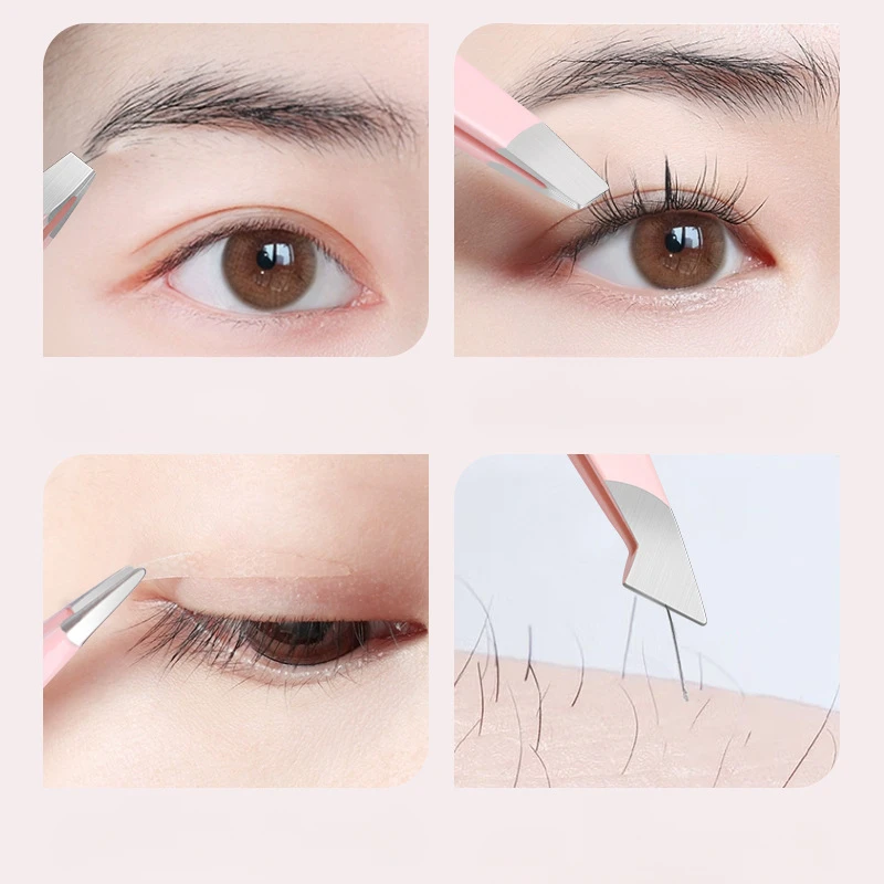 Pinzas para cejas de oro rosa, herramienta de maquillaje hermosa, depilación facial de acero inoxidable, pinzas para pestañas