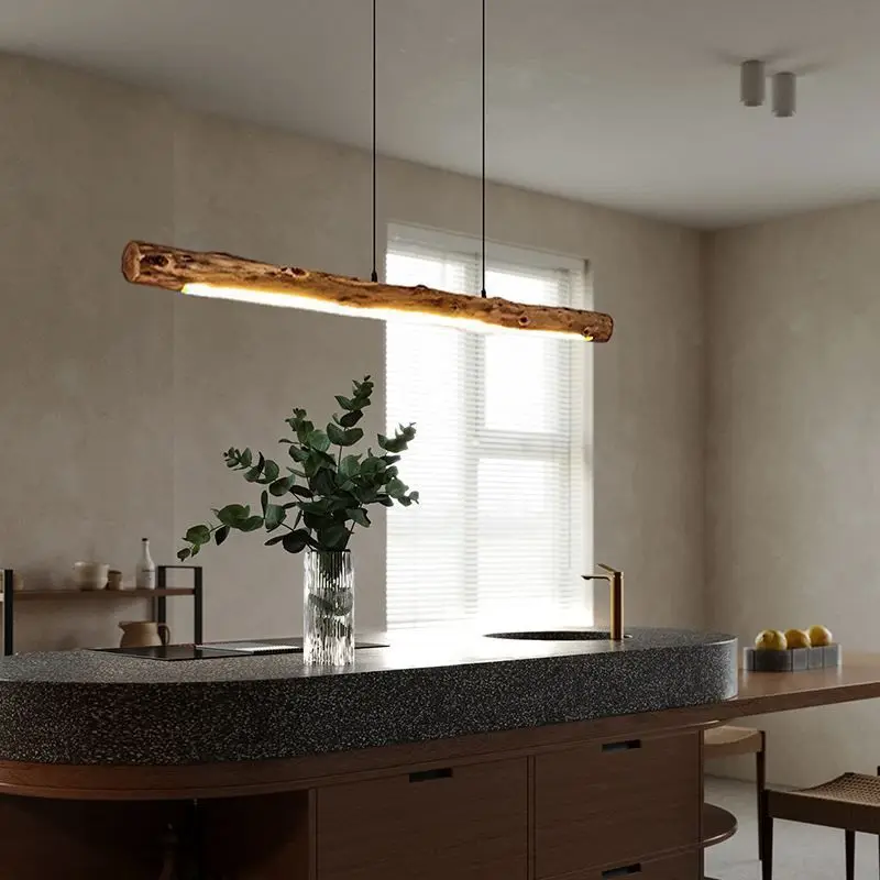 Lustre rétro en bois, éclairage tricolore, luminaire suspendu pour salon, cuisine, étude, fournitures de décoration pour la maison, 220V