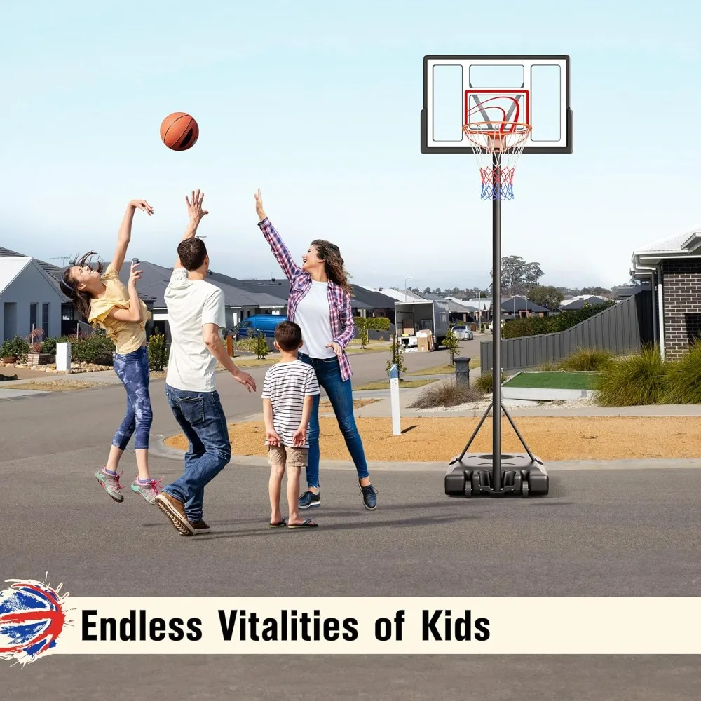 طوق كرة سلة محمول بطول 10 أقدام في الهواء الطلق، أطواق قابلة للتعديل للأطفال والشباب والكبار، لوحة خلفية مقاس 44 بوصة، مثالية لجميع الأعمار