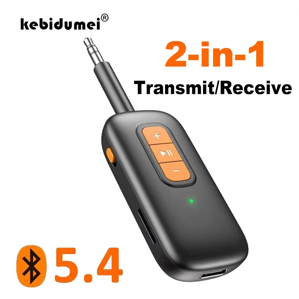 2 で 1 Bluetooth 5.4 オーディオトランスミッタレシーバ 3.5 ミリメートル AUX ジャックワイヤレスアダプタハンズフリーテレビカーキットスピーカー PC ヘッドフォン