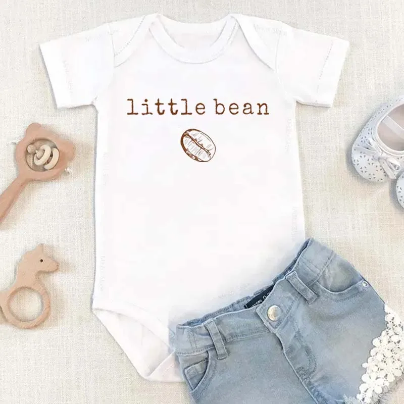

Retro Vintage Little Bean Printed Baby Romper Cute Baby Boy Bodysuit Summer Casual Short Sleeves Infant Jumpsuit Onesie