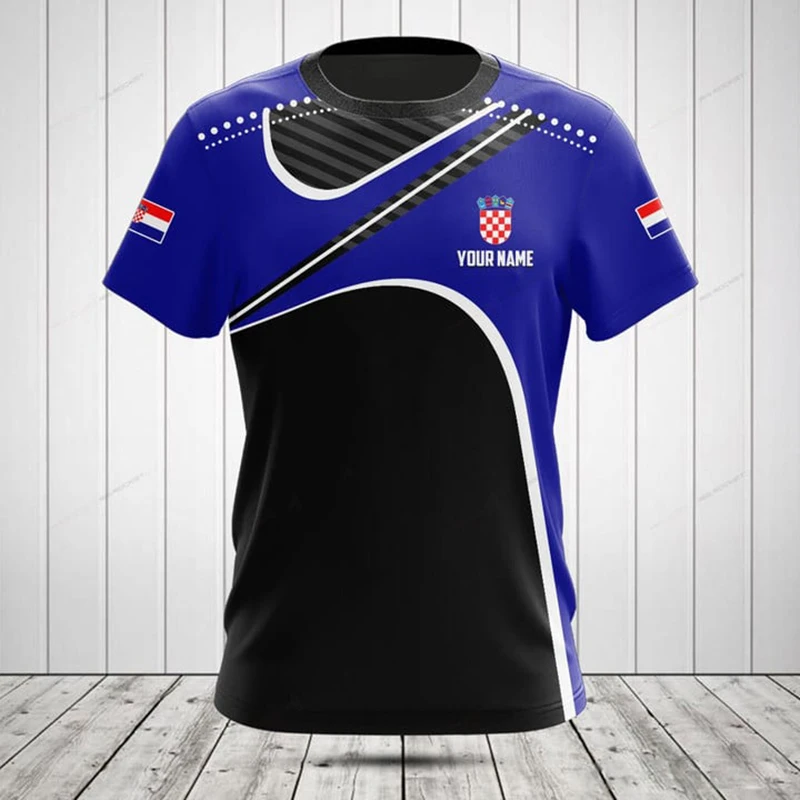 Custom Name Summer Casual Croatia Flag Graphic T-shirts Cool Men's Fashion Jersey Loose Short Sleeve Outdoor Streetwear - view 5