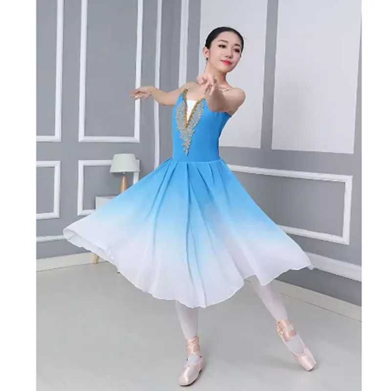 

Black Purple Romantic Chiffon Dance Dresses, Girl Gradient Blue Ballet Dress Dancing Costumes Retail Wholesale