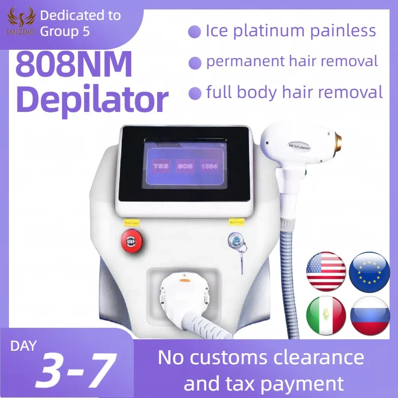 

Professional Diode Hair Remover Machine 808nm Ice platinum Depilator 3 wavelengths Permanent Painless epilation 755 808 1064