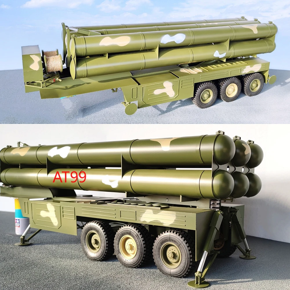 HG P802 Trailer 1/12 Can Launch Rocket Missiles Full Metal Trailer Model Suitable for BC8 Tractor Military Truck Model Toys