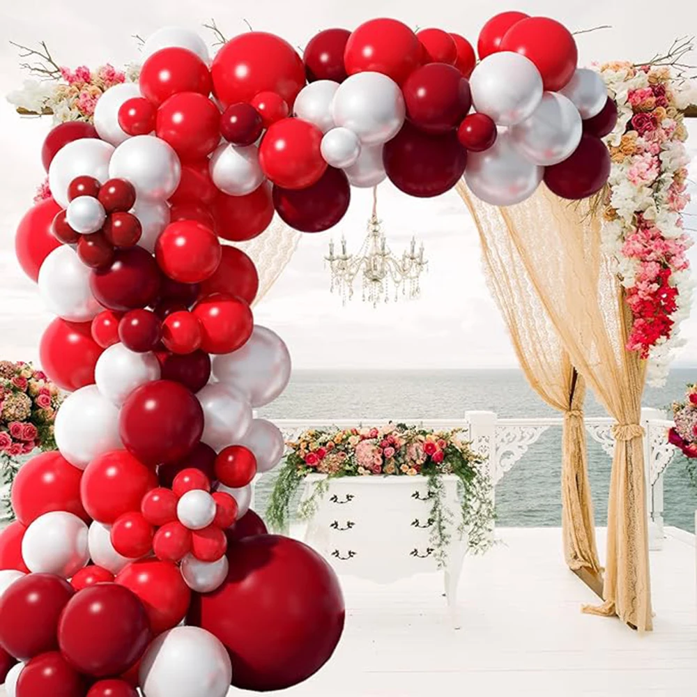 Double Red Balloons Garland Red White Latex Balloon Arch Kit Valentine\'s Day Decor Wedding Anniversary Bride Shower Decoration