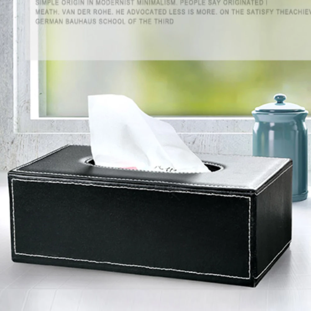 Household Waterproof Paper Box Holder Napkin Antimoisture Rectangular PU Leather Large Tissue Case Practical Storage Supplies