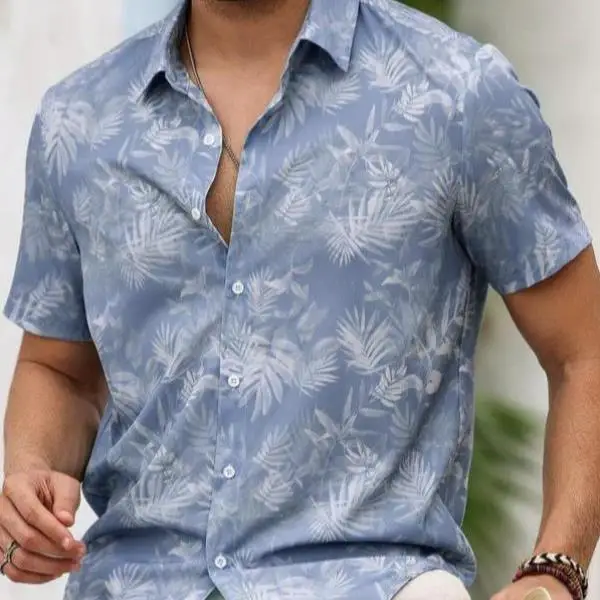 

Новый мужской повседневный воротник с принтом пальмы и застежкой на талии ort Sve Thiened Floing из искусственной кожи