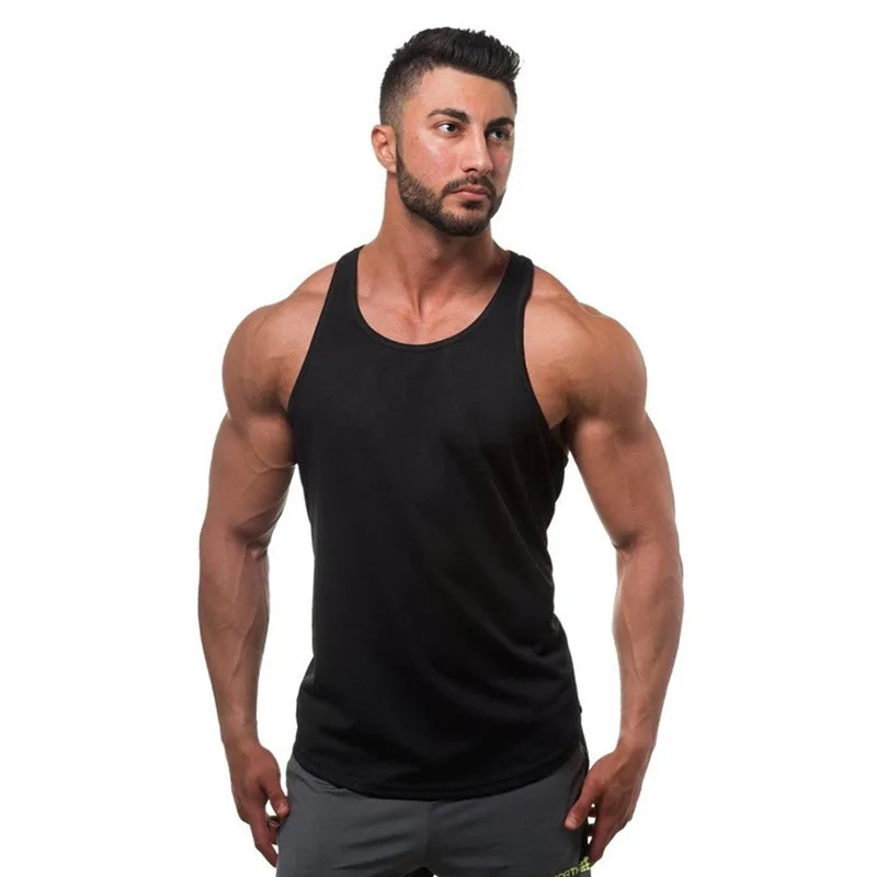 

New Men's Base Solid Color Fitness Cotton Sling Vest Muscle Mens Clothing