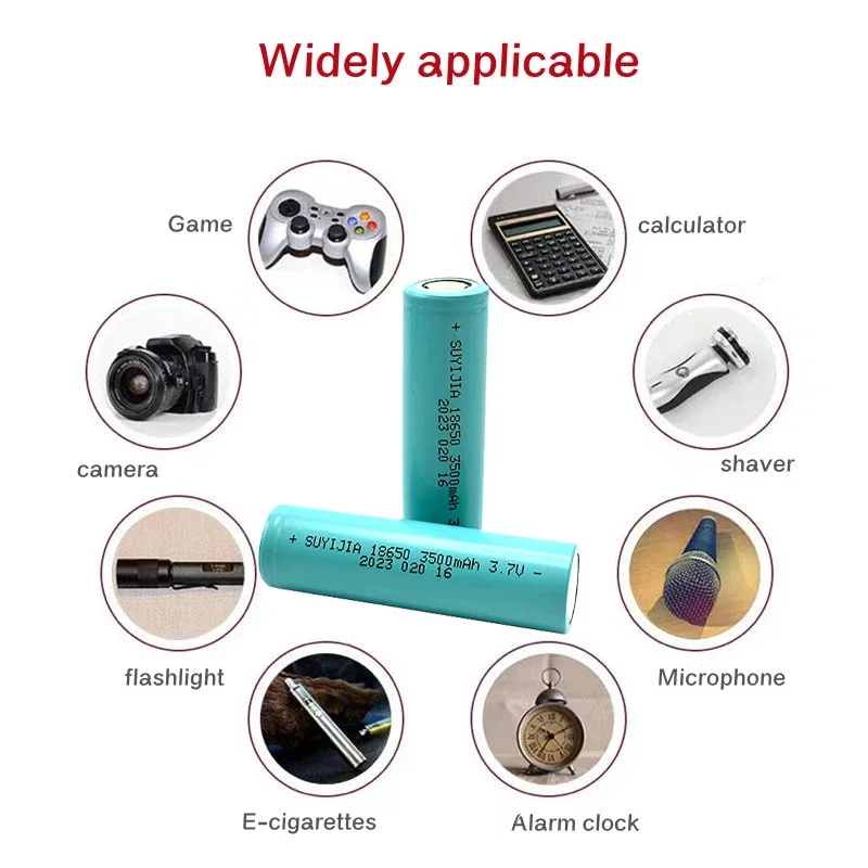 18650 3.7V 3500mah Power Lithium Battery Rechargeable Lithium-ion Battery Suitable for Bright Flashlight Camera Backup Batteries