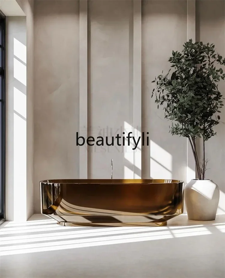 

ssK178 ss25 ss25 Brown Brown Coffee 1.7m Transparent Detached Hotel Villa Clubhouse Resin Double Adult 1.6m Bathtub Bathtub