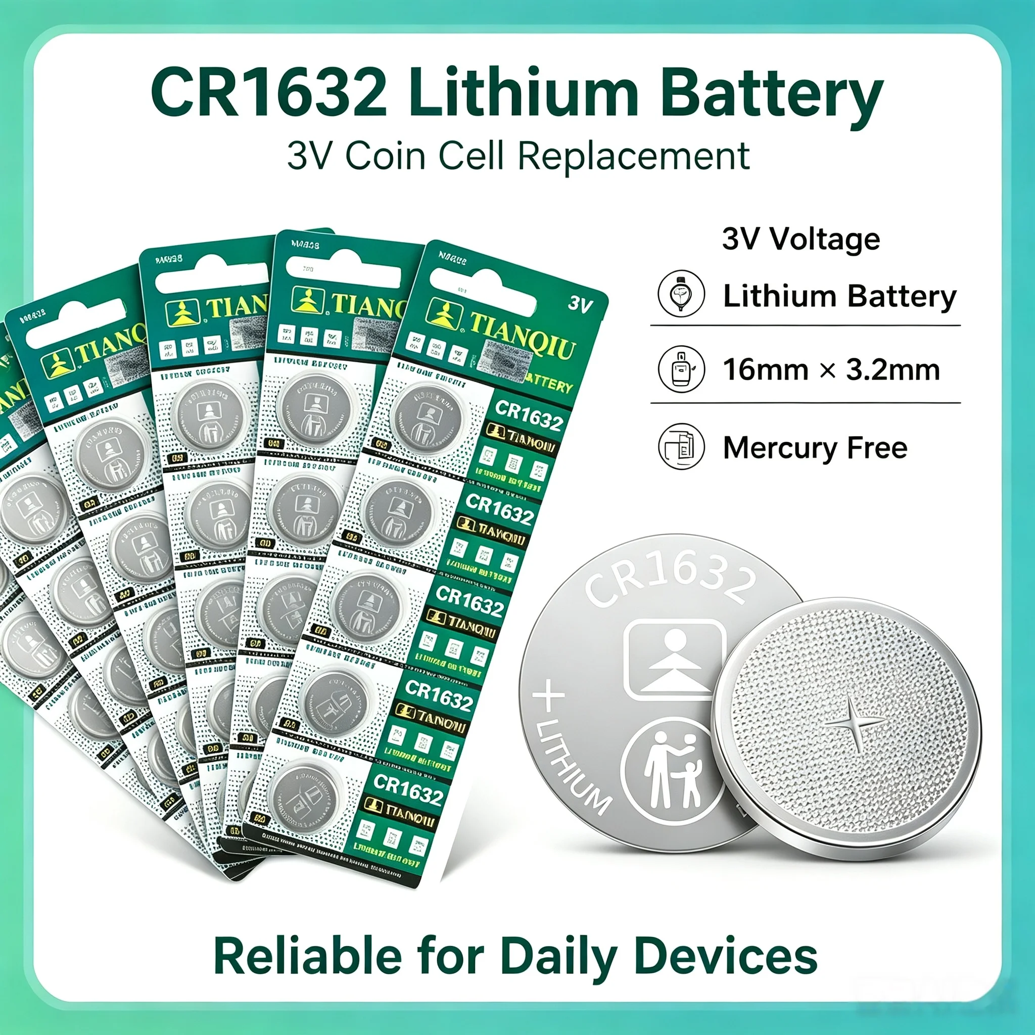 CR1632 3V Lithium Button Battery 5-50Pcs CR 1632 BR1632 DL1632 Durable Button Coins Cell For Car Key Remote Control Watch Toys