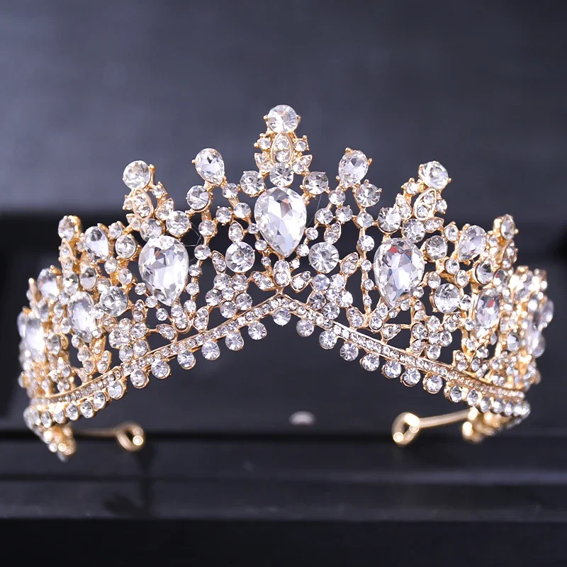 Gold Color Luxury Crystal Wedding Tiaras And Crowns Party Rhinestone Prom Bridal Diadem Crown Tiara For Women Bride Hair Jewelry