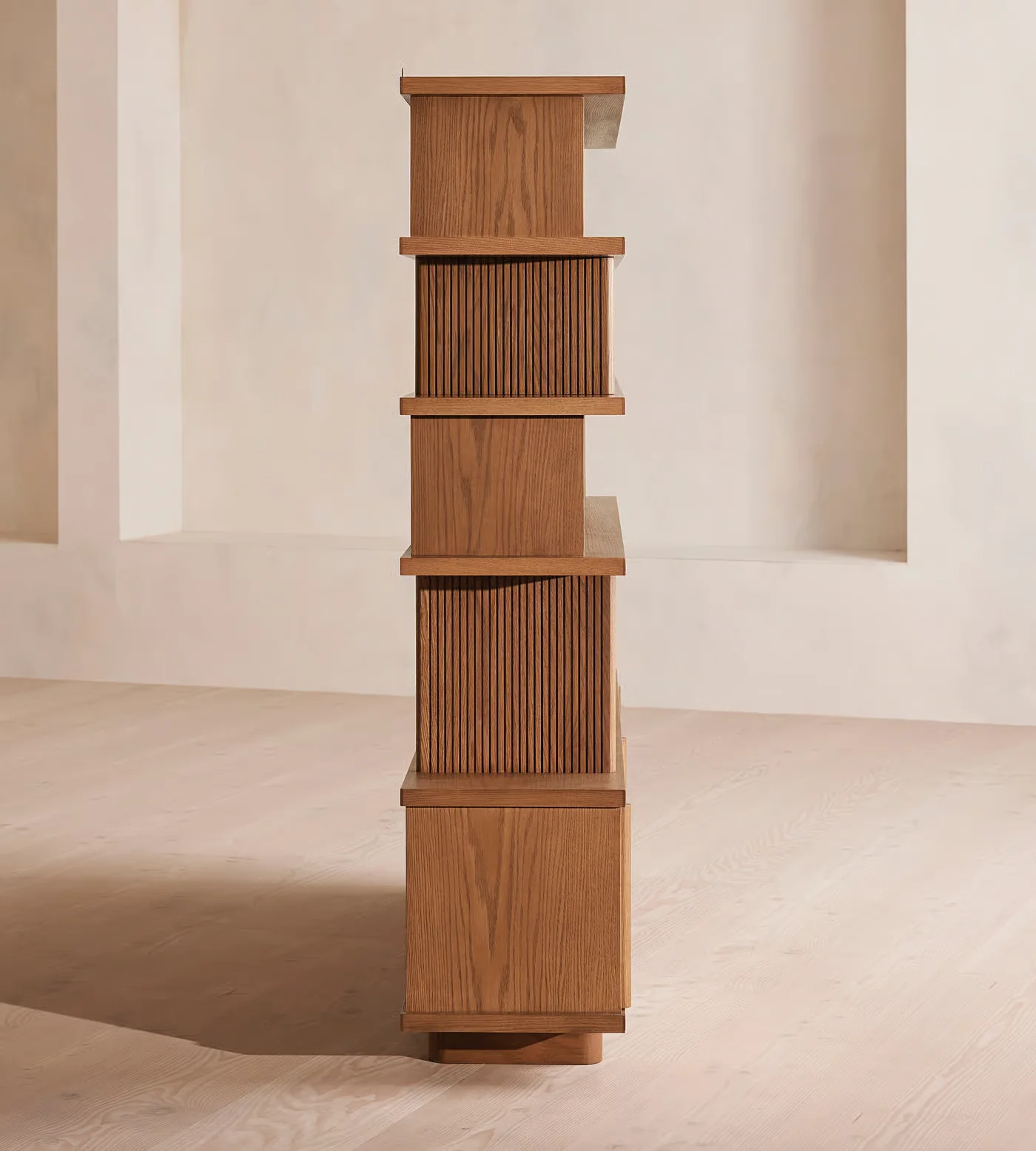 High-end luxury oak storage display stand Modern living room Office side corner open bookshelf
