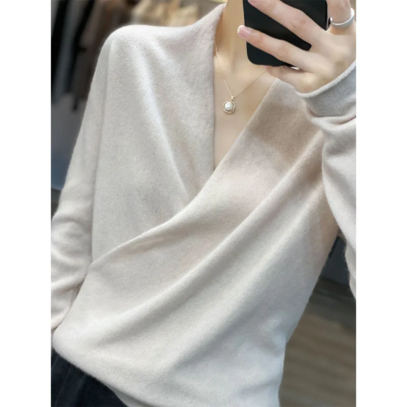 

Women's Sweater Wool Knitted Pullover Soft Warm Fashion Knit Top 2025 Trendy Female Elegant Knitwear Autumn Winter Solid Color