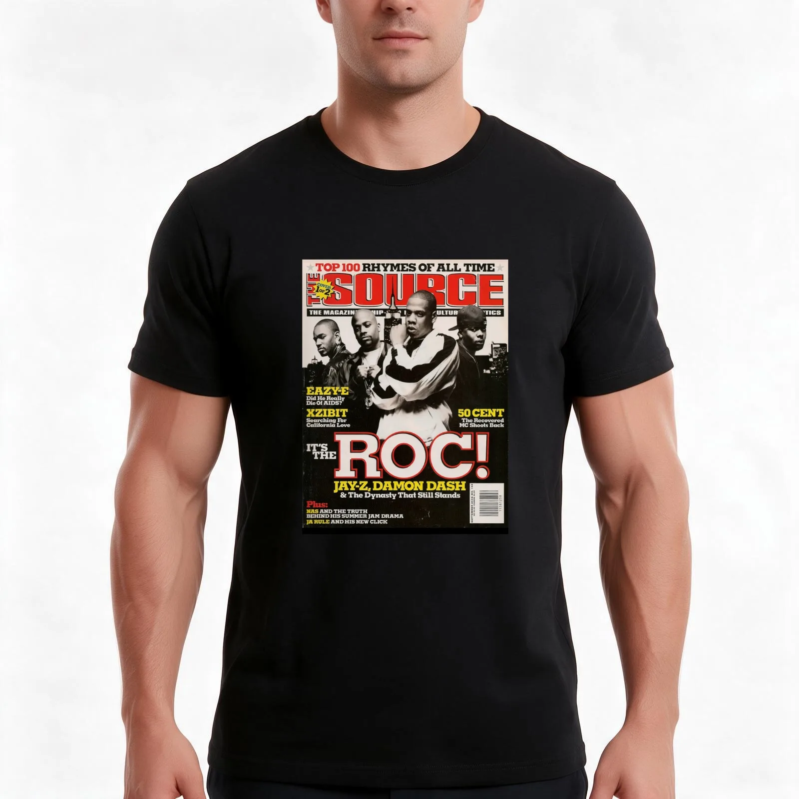 Jay-Z, The ROC, Source Magazine Cover T-Shirt, Summer Casual Cotton Tee, Oversized Streetwear Tops, Vintage Graphic Print