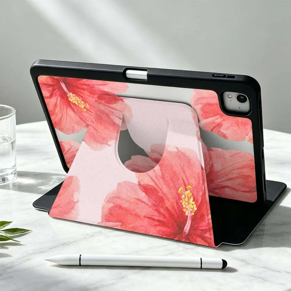 Large Floral Pattern Soft For iPad Pro Air mini 6 5 4 12th M5 M4 M3 M2 A16 A17Pro 360° Rotation Stylus Storage Tablet Case