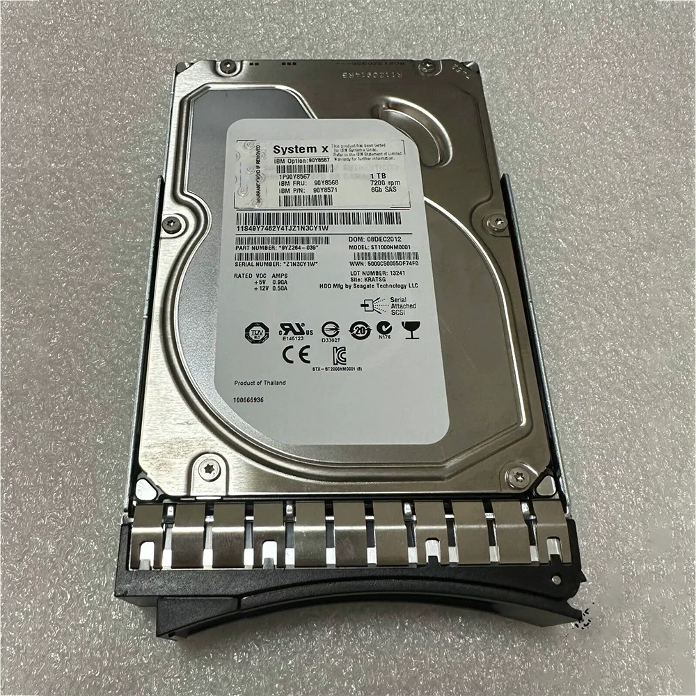 Disque dur X3650M4 M5 1 to 7.2K SAS, 3.5 pouces, pour serveur IBM 90Y8567 90Y8568 90Y8571